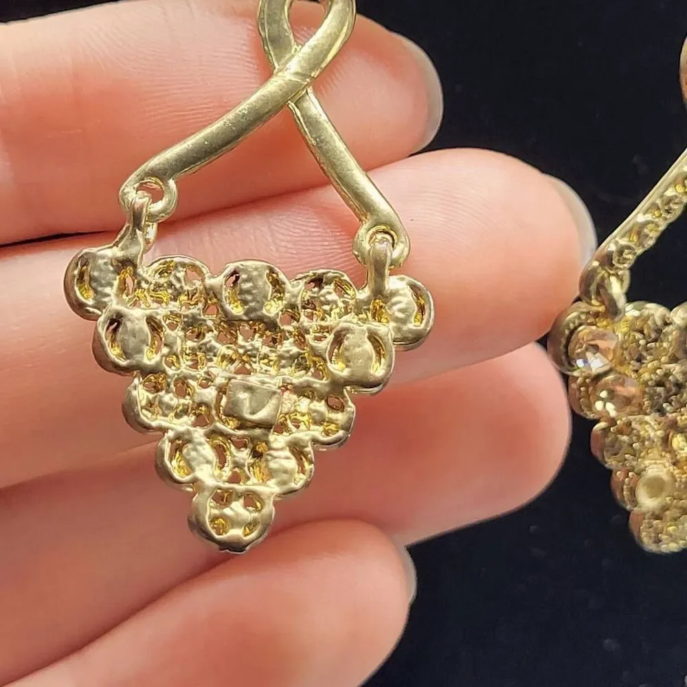 Vintage Vanecci Raw Gold Chandelier Earrrings